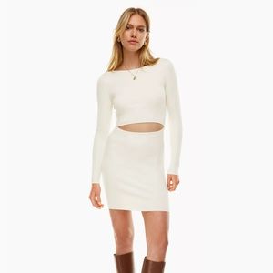 Aritzia Wilfred Cutout Longsleeve Mini Dress, Light Birch